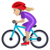 🚴🏼‍♀️ woman biking: medium-light skin tone display on JoyPixels